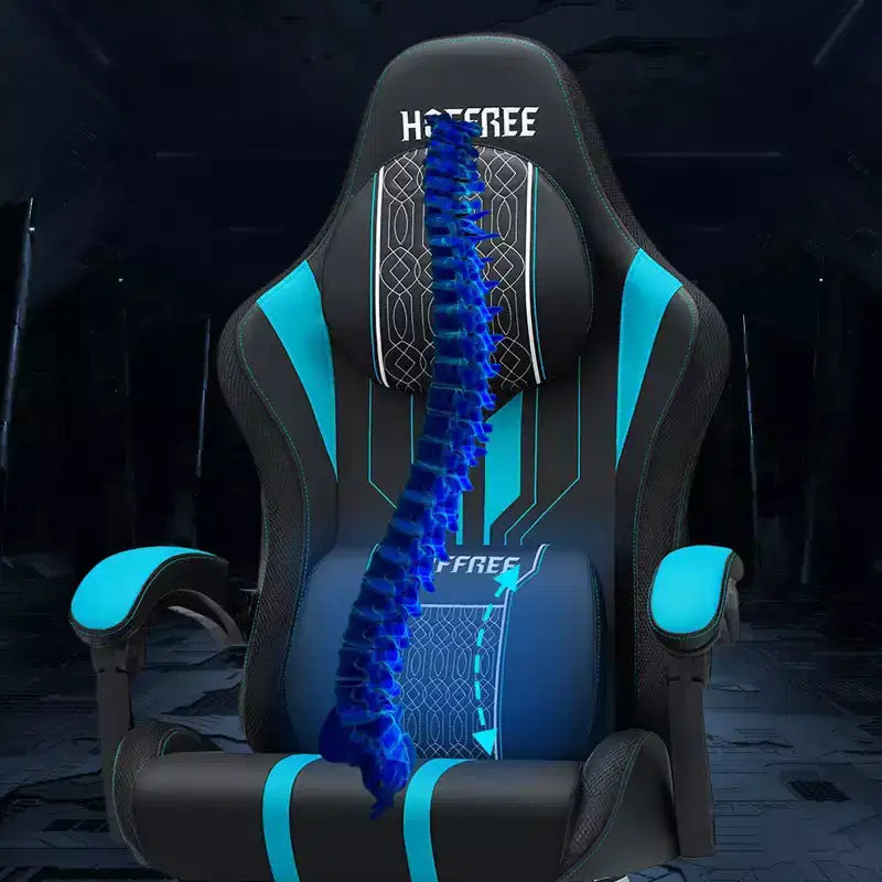 Hoffree Extra Large Massage Gaming Chair Ergonomic Office PC Chair with Footrest & Adjustable