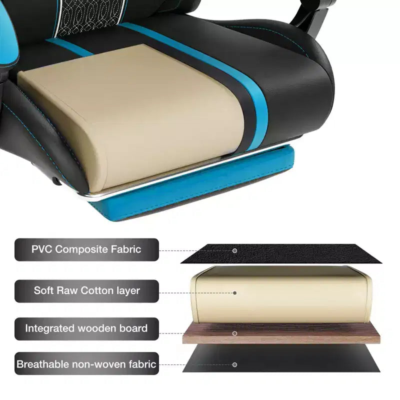 Hoffree Extra Large Massage Gaming Chair Ergonomic Office PC Chair with Footrest & Adjustable