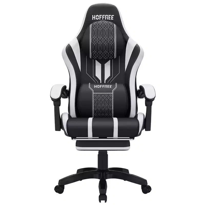 Hoffree Extra Large Massage Gaming Chair Ergonomic Office PC Chair with Footrest & Adjustable
