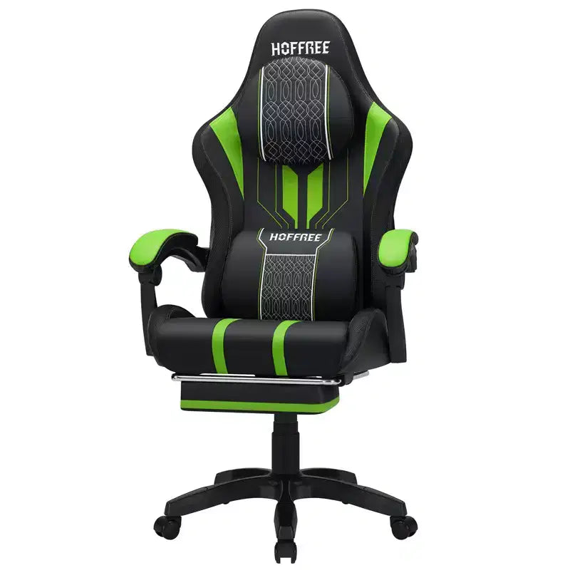 Hoffree Extra Large Massage Gaming Chair Ergonomic Office PC Chair with Footrest & Adjustable