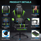 Hoffree Extra Large Massage Gaming Chair Ergonomic Office PC Chair with Footrest & Adjustable