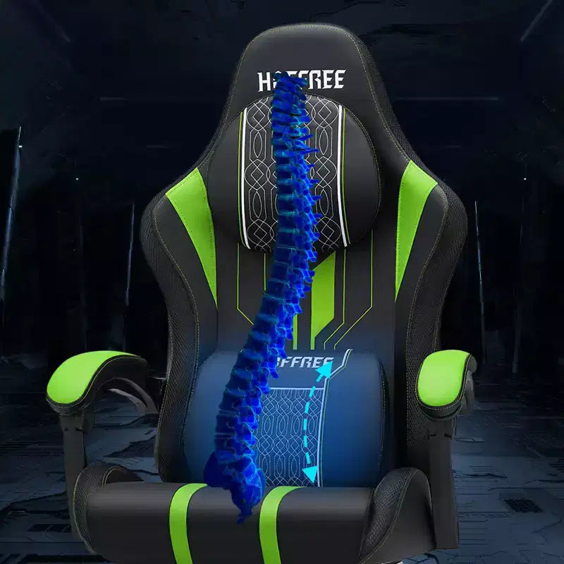 Hoffree Extra Large Massage Gaming Chair Ergonomic Office PC Chair with Footrest & Adjustable