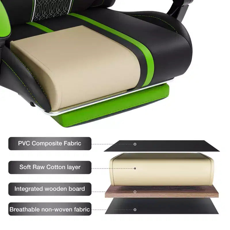 Hoffree Extra Large Massage Gaming Chair Ergonomic Office PC Chair with Footrest & Adjustable