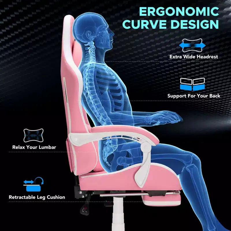 Hoffree Extra Large Massage Gaming Chair Ergonomic Office PC Chair with Footrest & Adjustable