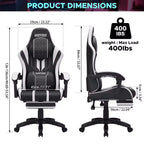 Hoffree Extra Large Massage Gaming Chair Ergonomic Office PC Chair with Footrest & Adjustable