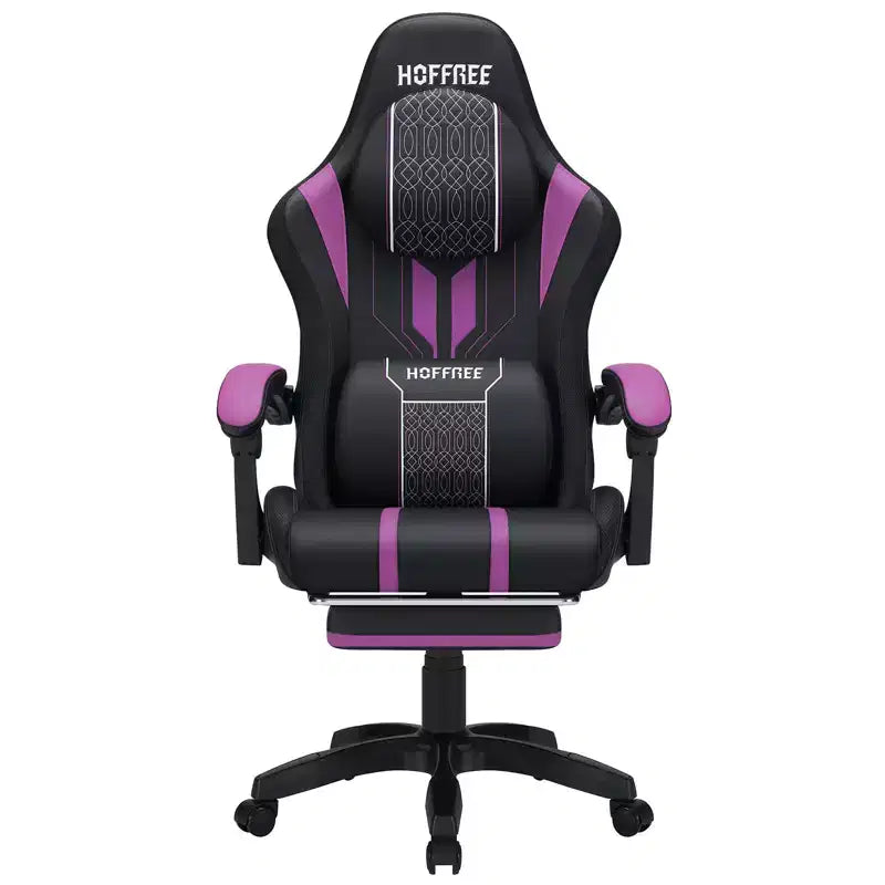 Hoffree Extra Large Massage Gaming Chair Ergonomic Office PC Chair with Footrest & Adjustable