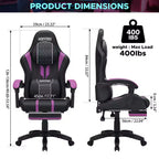 Hoffree Extra Large Massage Gaming Chair Ergonomic Office PC Chair with Footrest & Adjustable
