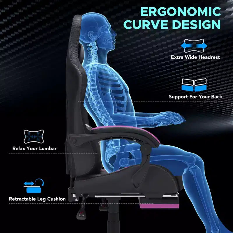 Hoffree Extra Large Massage Gaming Chair Ergonomic Office PC Chair with Footrest & Adjustable
