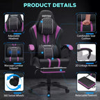 Hoffree Extra Large Massage Gaming Chair Ergonomic Office PC Chair with Footrest & Adjustable
