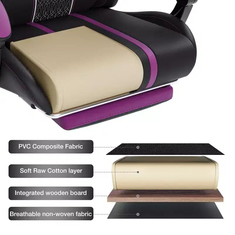 Hoffree Extra Large Massage Gaming Chair Ergonomic Office PC Chair with Footrest & Adjustable