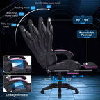 Hoffree Extra Large Massage Gaming Chair Ergonomic Office PC Chair with Footrest & Adjustable