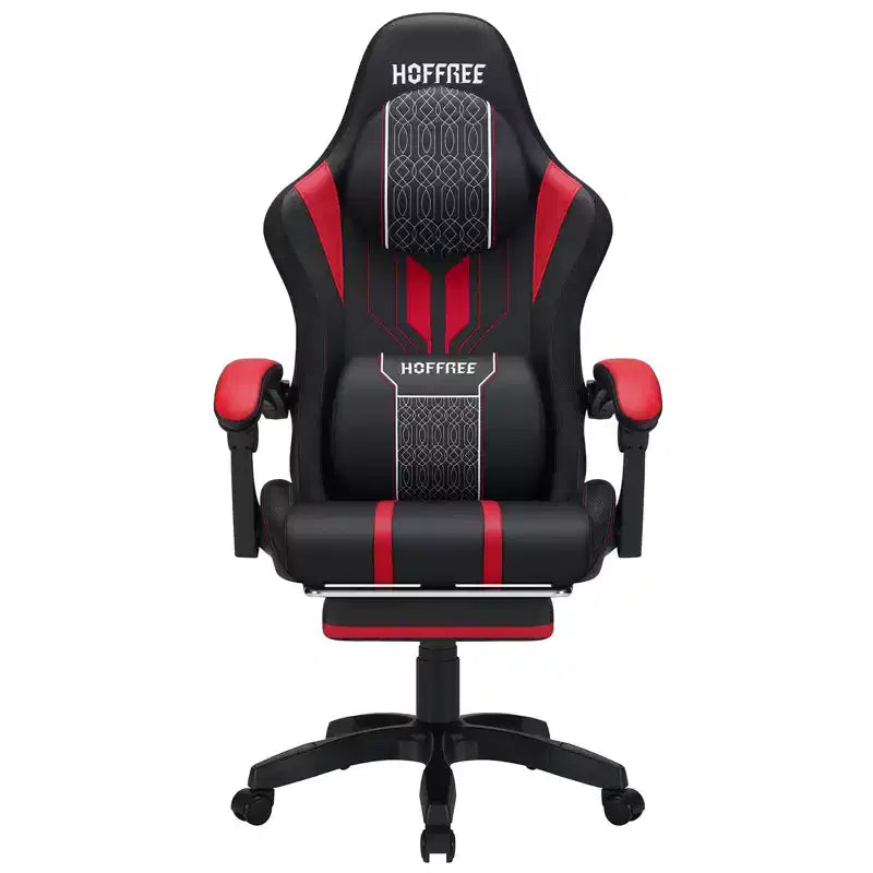 Hoffree Extra Large Massage Gaming Chair Ergonomic Office PC Chair with Footrest & Adjustable