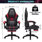 Hoffree Extra Large Massage Gaming Chair Ergonomic Office PC Chair with Footrest & Adjustable