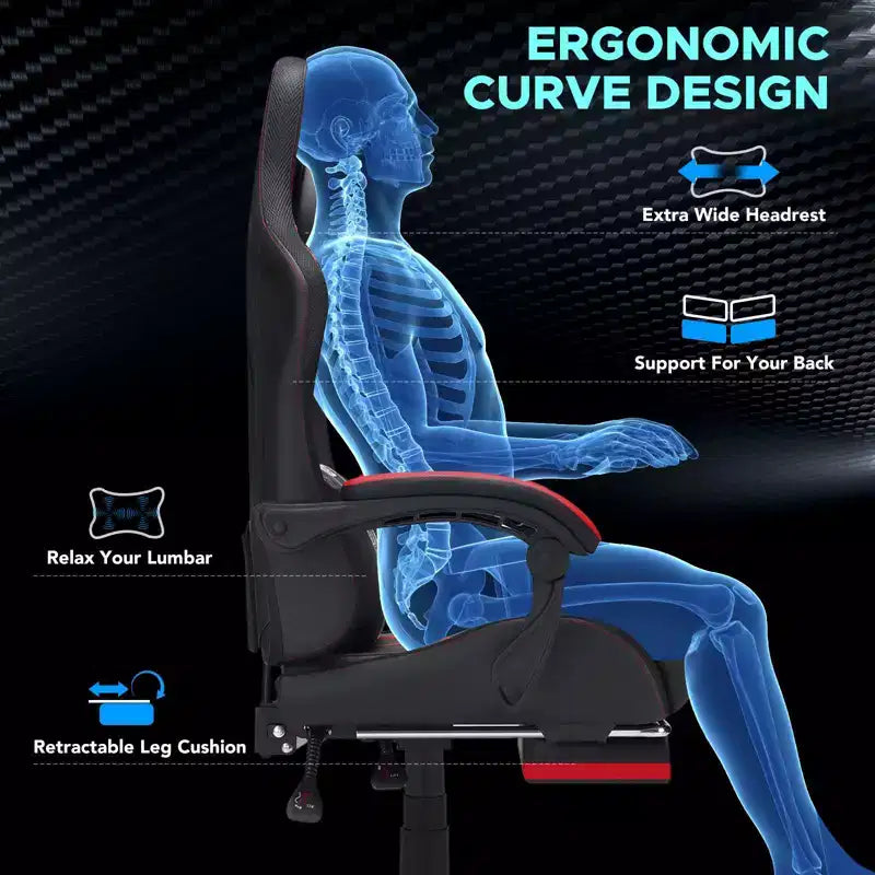 Hoffree Extra Large Massage Gaming Chair Ergonomic Office PC Chair with Footrest & Adjustable
