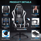 Hoffree Extra Large Massage Gaming Chair Ergonomic Office PC Chair with Footrest & Adjustable