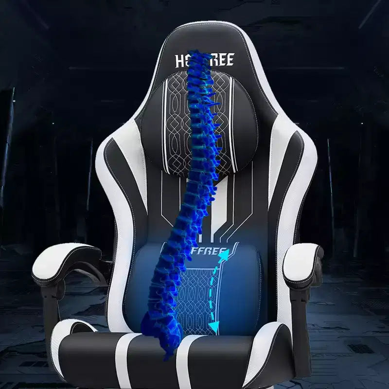 Hoffree Extra Large Massage Gaming Chair Ergonomic Office PC Chair with Footrest & Adjustable