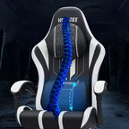 Hoffree Extra Large Massage Gaming Chair Ergonomic Office PC Chair with Footrest & Adjustable