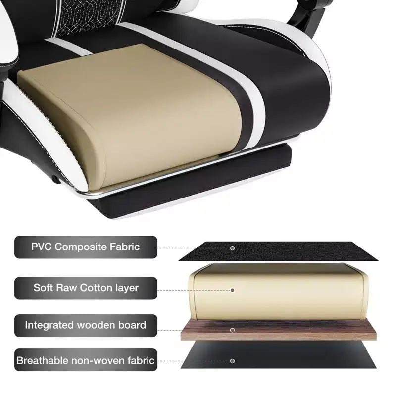 Hoffree Extra Large Massage Gaming Chair Ergonomic Office PC Chair with Footrest & Adjustable