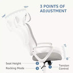 Comfy Gaming Chair: High-Back, Mesh, Rolling with Wheels, Adjustable Headrest, Lumbar Support