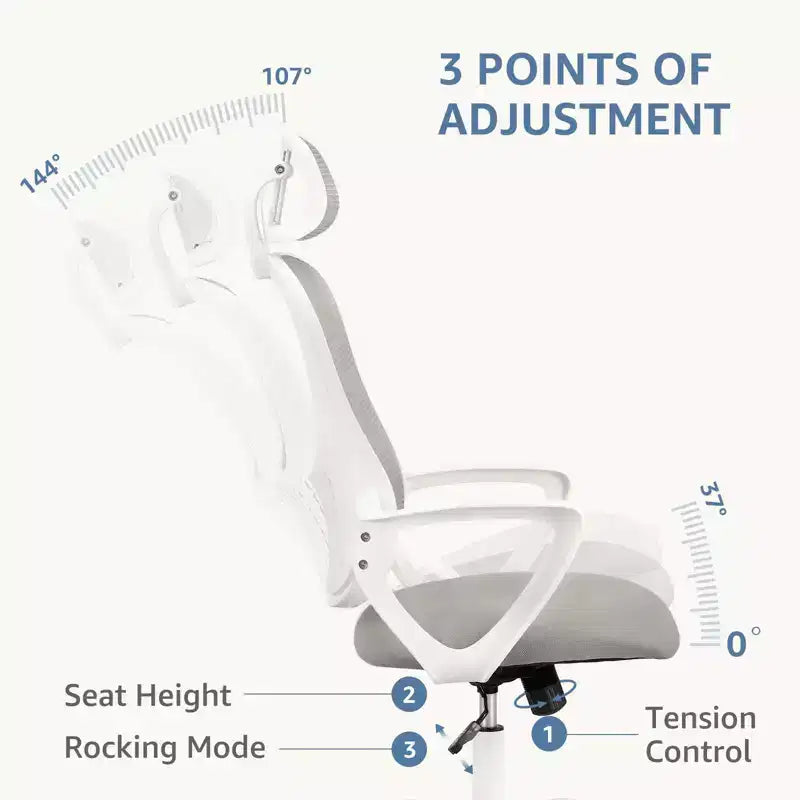 Comfy Gaming Chair: High-Back, Mesh, Rolling with Wheels, Adjustable Headrest, Lumbar Support