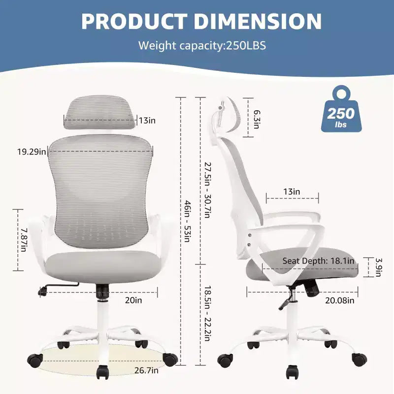 Comfy Gaming Chair: High-Back, Mesh, Rolling with Wheels, Adjustable Headrest, Lumbar Support