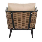 Christopher Knight Home Bonita Patio Rustic Iron and Rattan Club Chair with Cushions, Beige