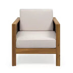 Fauteuil de jardin, fauteuil club à cadre en bois d'acacia avec accents en osier et coussins - Merax