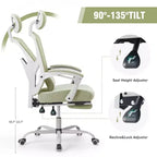 Chaise de jeu ergonomique en maille JIONJOY avec repose-pieds – Inclinaison de 90 à 135°, support lombaire et appui-tête réglables
