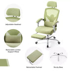 Chaise de jeu ergonomique en maille JIONJOY avec repose-pieds – Inclinaison de 90 à 135°, support lombaire et appui-tête réglables