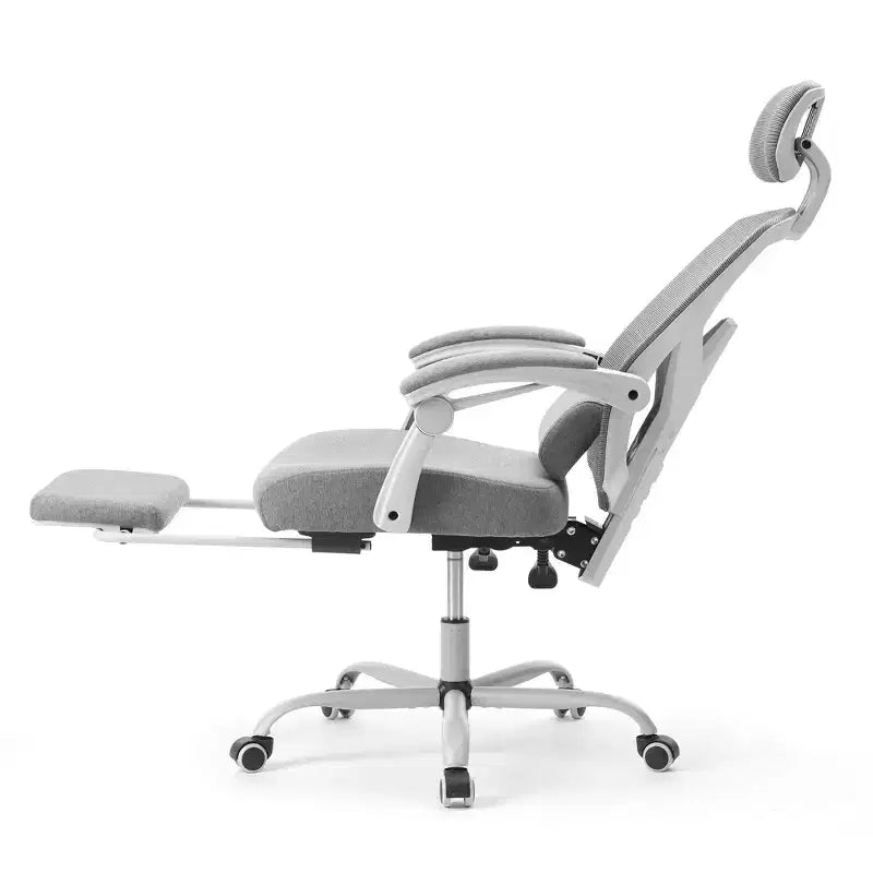 Chaise de jeu ergonomique en maille JIONJOY avec repose-pieds – Inclinaison de 90 à 135°, support lombaire et appui-tête réglables