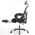 Chaise de jeu ergonomique en maille JIONJOY avec repose-pieds – Inclinaison de 90 à 135°, support lombaire et appui-tête réglables