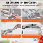 VEVOR Ice Crushers Machine, 661lbs Per Hour Electric Snow Cone Maker with 4 Blades, Stainless Steel Shaved Ice Machine with Cover