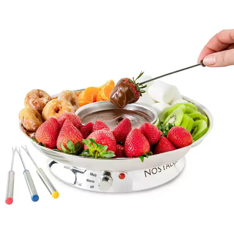 Nostalgia 10-Ounce Electric Fondue Party Set, Stainless Steel