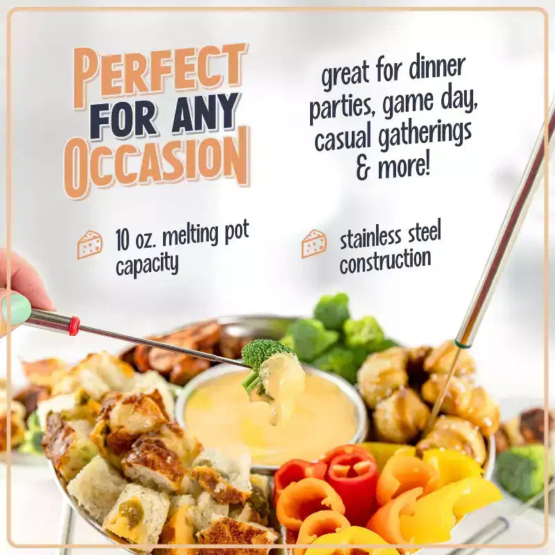 Nostalgia 10-Ounce Electric Fondue Party Set, Stainless Steel