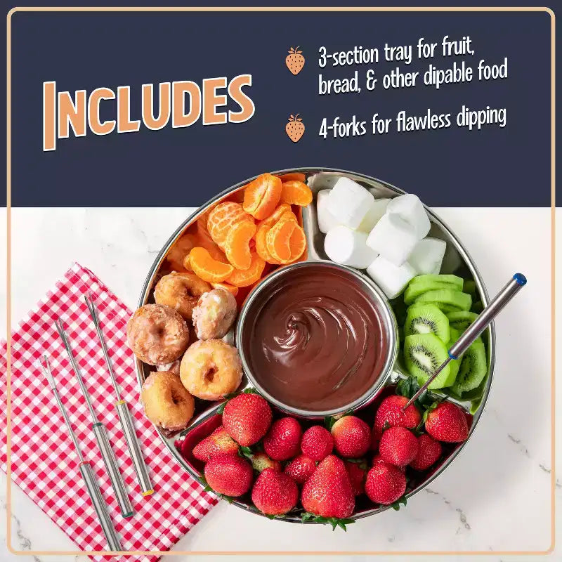 Nostalgia 10-Ounce Electric Fondue Party Set, Stainless Steel