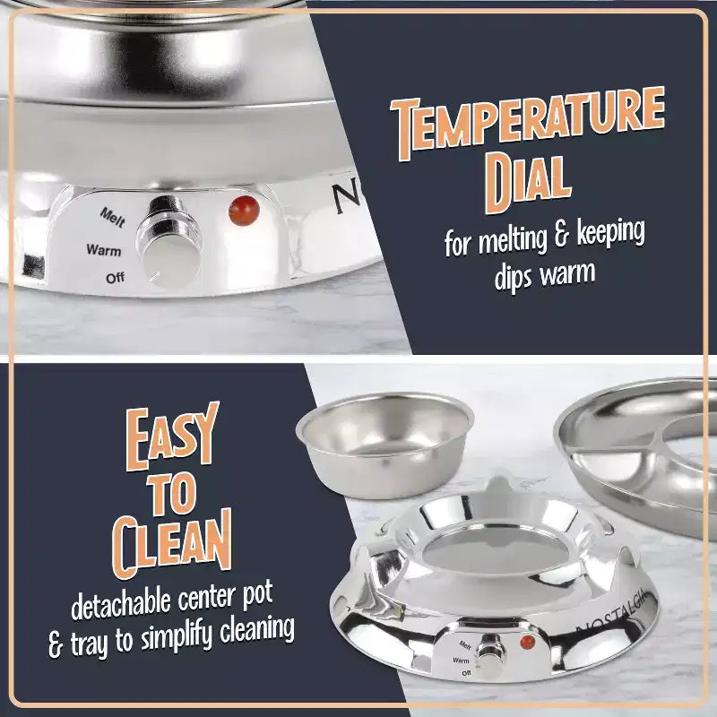 Nostalgia 10-Ounce Electric Fondue Party Set, Stainless Steel
