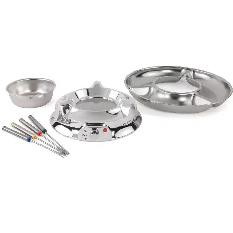 Nostalgia 10-Ounce Electric Fondue Party Set, Stainless Steel