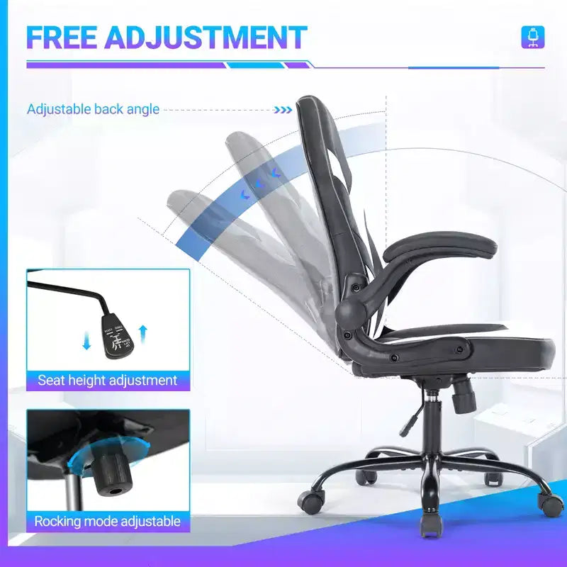 Chaise de jeu en cuir PU, chaise de bureau ergonomique pivotante pour ordinateur blanche avec support lombaire