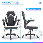 Chaise de jeu en cuir PU, chaise de bureau ergonomique pivotante pour ordinateur blanche avec support lombaire