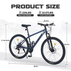 27.5Inch Mountain Bike, Aluminium Alloy Frame 21-Speed Trail Commuter City Mountain Bike With Double Disc Brakes And Suspension Fork For Women Men