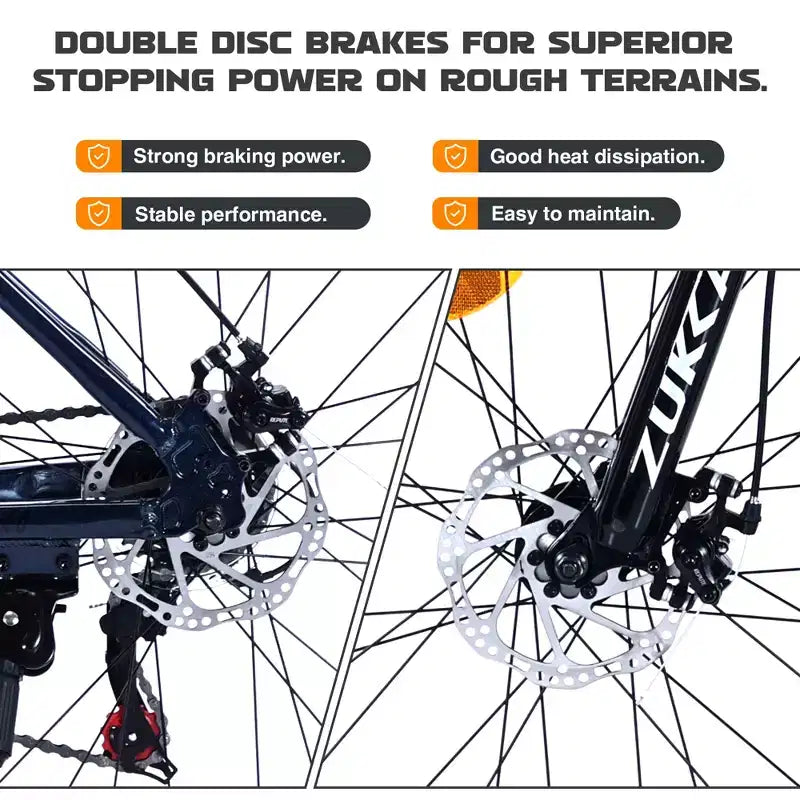 27.5Inch Mountain Bike, Aluminium Alloy Frame 21-Speed Trail Commuter City Mountain Bike With Double Disc Brakes And Suspension Fork For Women Men