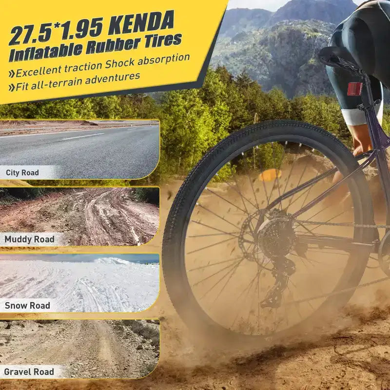 27.5Inch Mountain Bike, Aluminium Alloy Frame 21-Speed Trail Commuter City Mountain Bike With Double Disc Brakes And Suspension Fork For Women Men