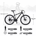 27.5Inch Mountain Bike, Aluminium Alloy Frame 21-Speed Trail Commuter City Mountain Bike With Double Disc Brakes And Suspension Fork For Women Men