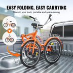 VEVOR Folding Adult Tricycle, 20-Inch Adult Folding Trikes, Lightweight Aluminum Alloy 3 Wheel Cruiser Bike with Large Rear Basket