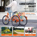 VEVOR Folding Adult Tricycle, 20-Inch Adult Folding Trikes, Lightweight Aluminum Alloy 3 Wheel Cruiser Bike with Large Rear Basket