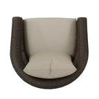 Fauteuils de club pivotants d'extérieur en osier Christopher Knight Home Darius avec coussin (lot de 2)