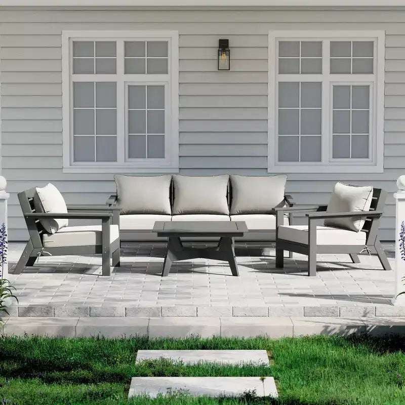 WestinTrends Avalon Outdoor 6-Piece Modular Sectional Patio Furniture Sofa Set, Gray/White