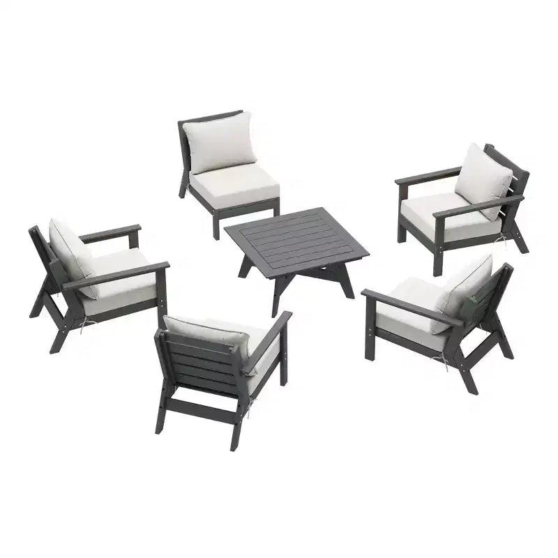 WestinTrends Avalon Outdoor 6-Piece Modular Sectional Patio Furniture Sofa Set, Gray/White