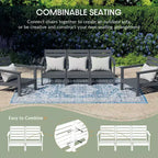 WestinTrends Avalon Outdoor 6-Piece Modular Sectional Patio Furniture Sofa Set, Gray/White