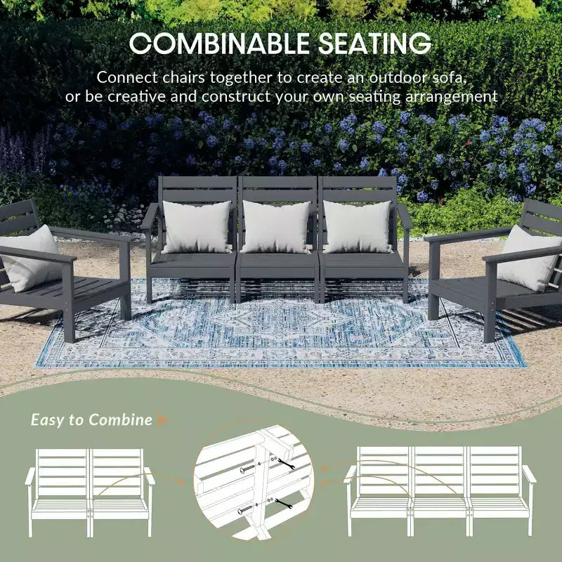 WestinTrends Avalon Outdoor 6-Piece Modular Sectional Patio Furniture Sofa Set, Gray/White